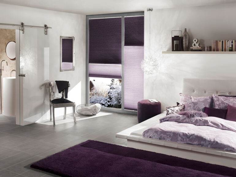Plissees Tag-Nacht-Anlage Schlafzimmer violett