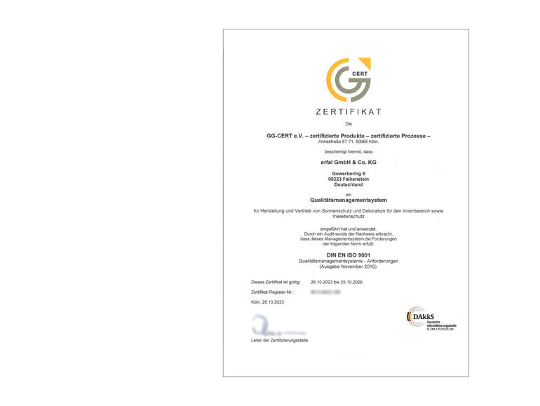 erfal ISO Zertifikat 9001
